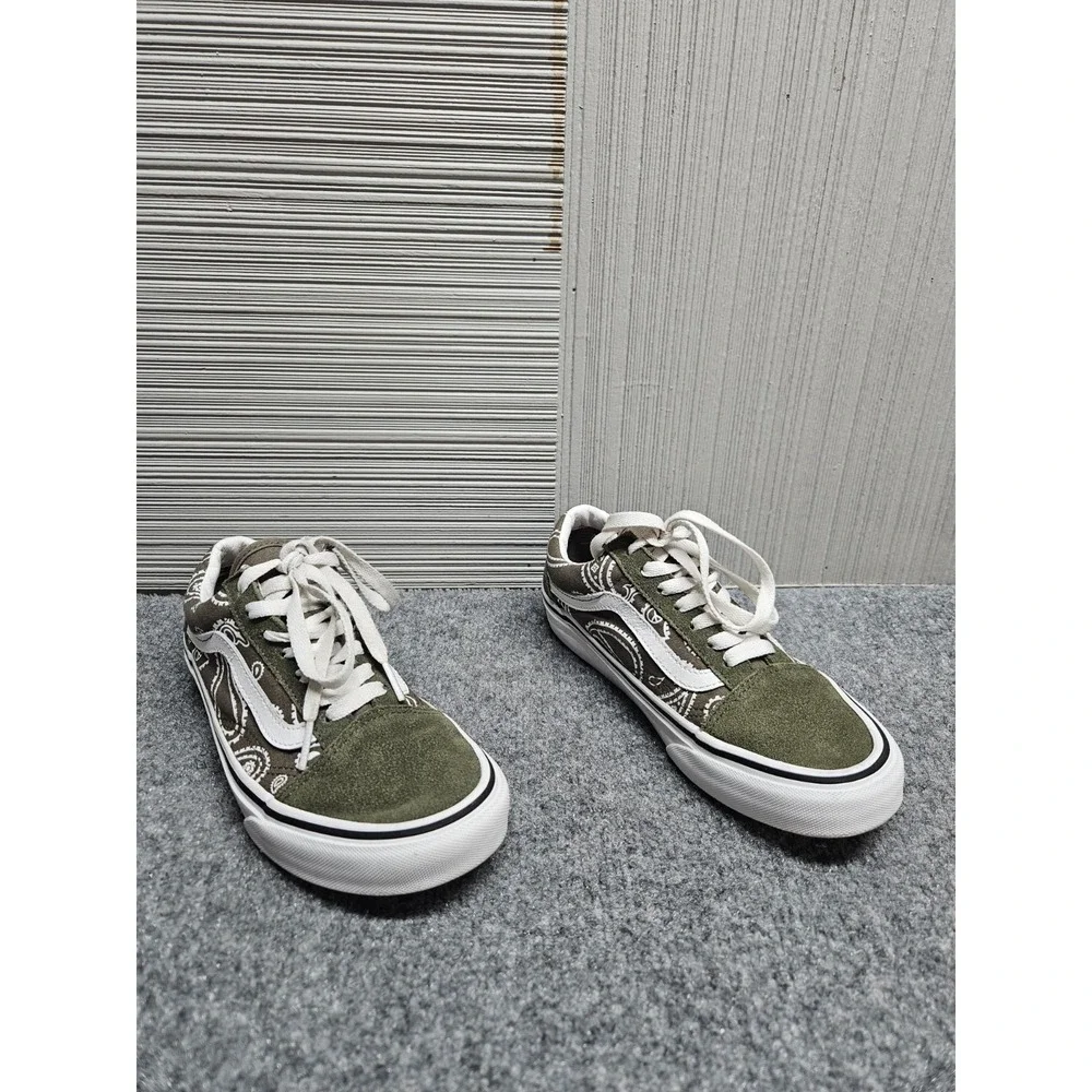 Vans Old Skool Boys 6Y Green White Suede Skate Sneaker Lace‎ Up Retro Shoes